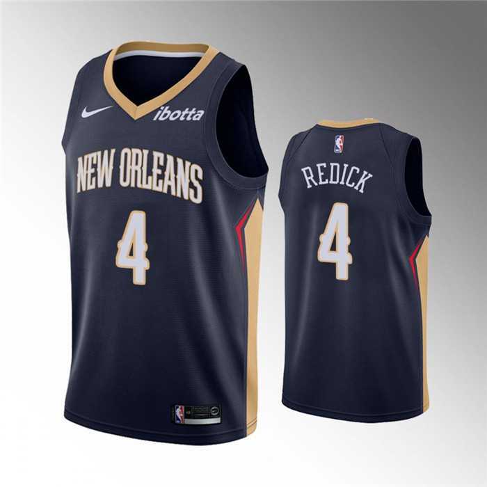 Men%27s New Orleans Pelicans #4 J.J. Redick Navy Icon Edition Stitched Jersey Dzhi